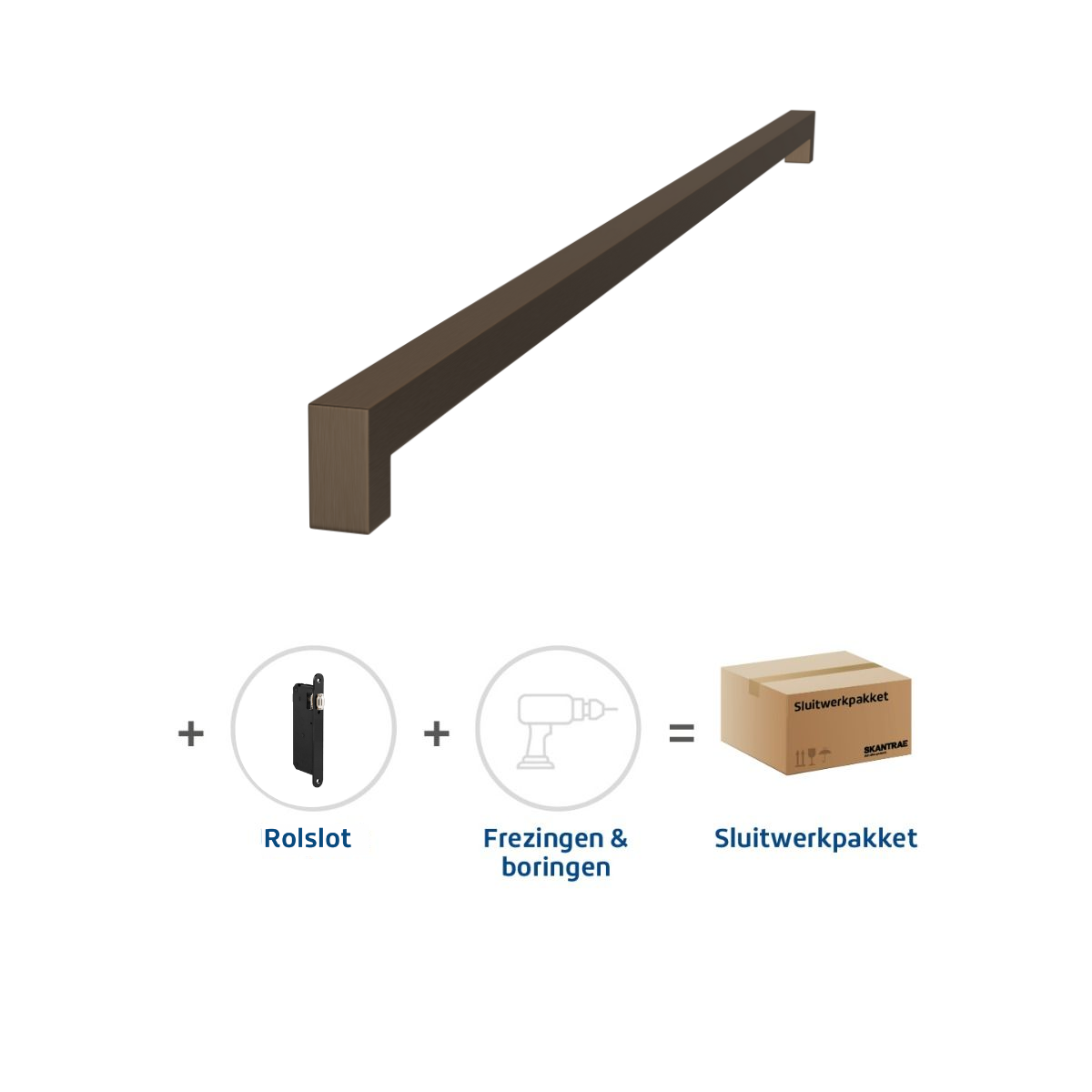 Sluitwerkpakketten met Deurgreep 16x800 Squared Brons